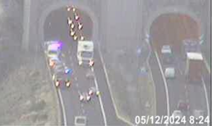 Accidente en al TF-1, en Güímar. Imagen de una cámara. Cabildo de Tenerife