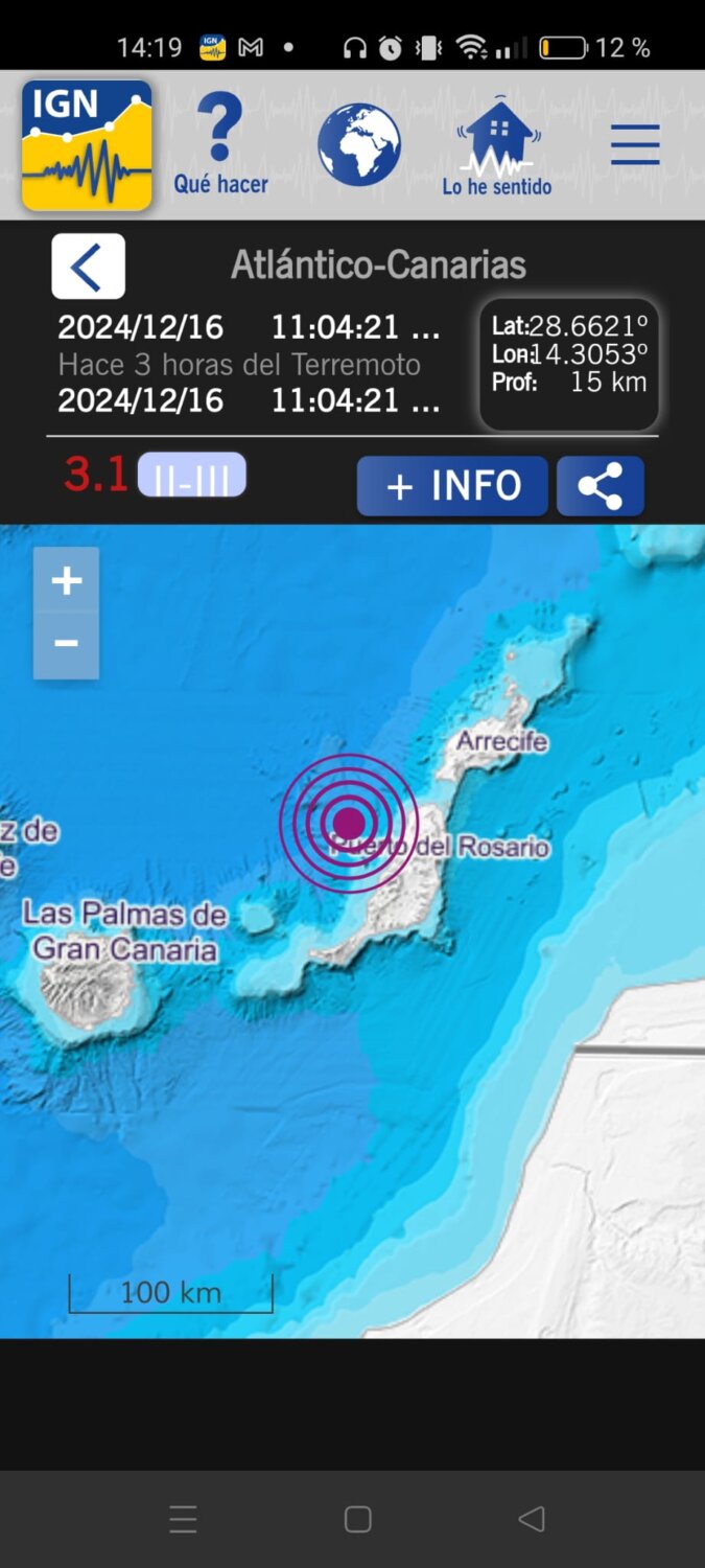 El IGN detecta un terremoto en Fuerteventura