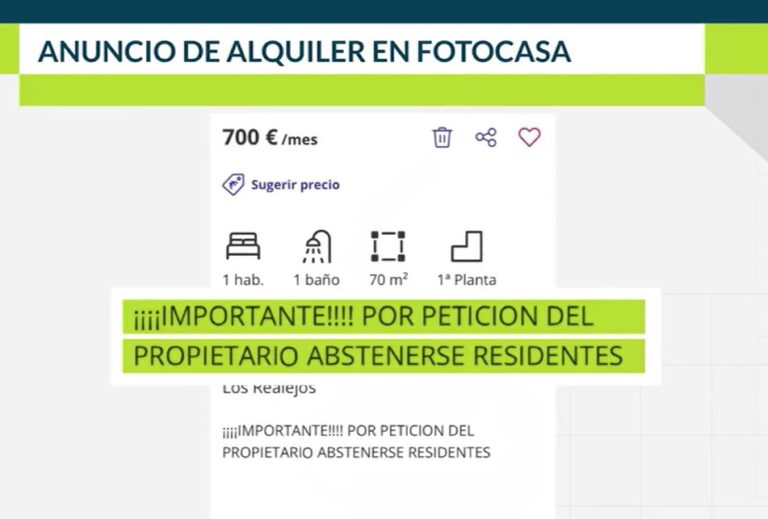 Indignación por una anuncio de alquiler que rechaza inquilinos canarios