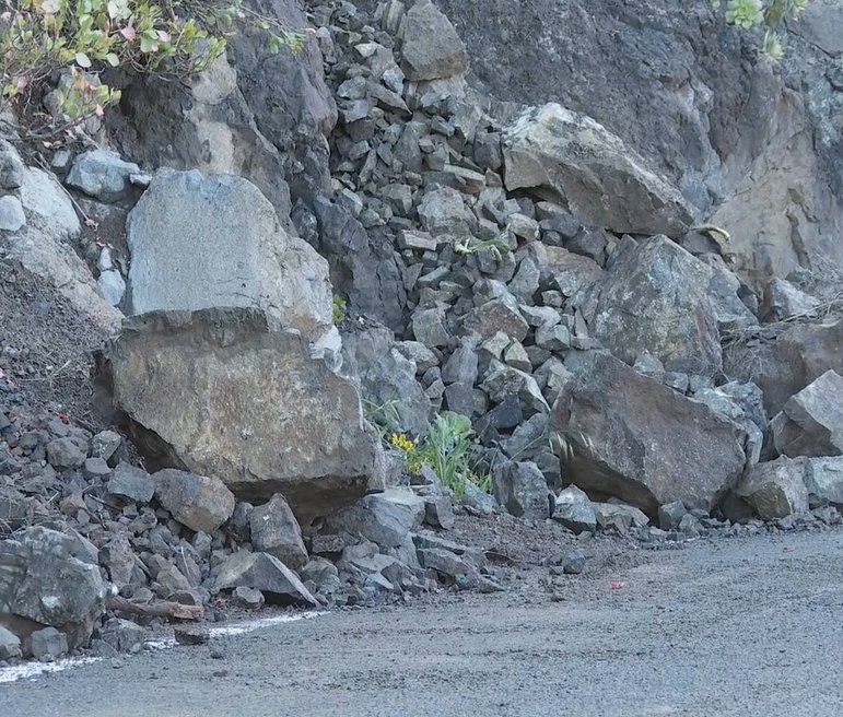 Imagen de uno de los derrumbes ocasionado por el paso de la borrasca Olivier por Canarias