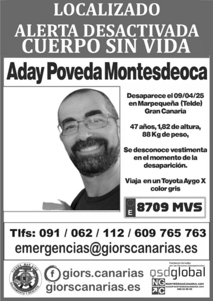 Desactivada la alerta de búsqueda de Aday Poveda, desaparecido en Telde