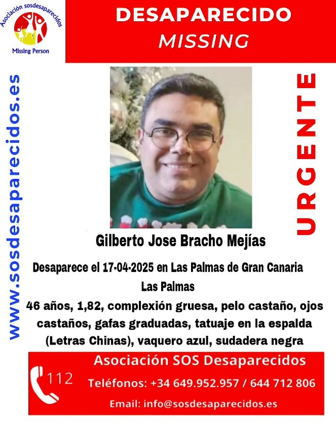 Buscan a Gilberto José Bracho, desaparecido en la capital grancanaria