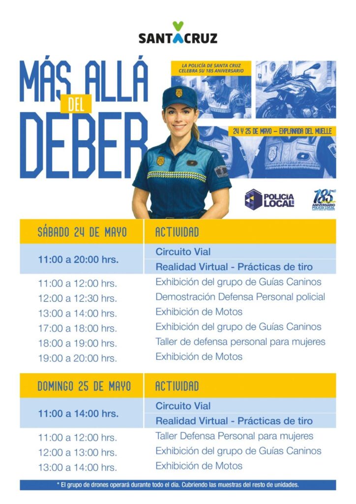 Programa de las actividades del 185 aniversario de la Policía Local de Santa Cruz de Tenerife/ Ayuntamiento de Santa Cruz de Tenerife.
