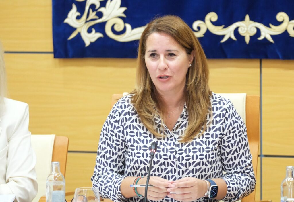 Lola García, presidenta del Cabildo de Lanzarote durante un pleno de la institución insular. Imagen Cabildo de Fuerteventura