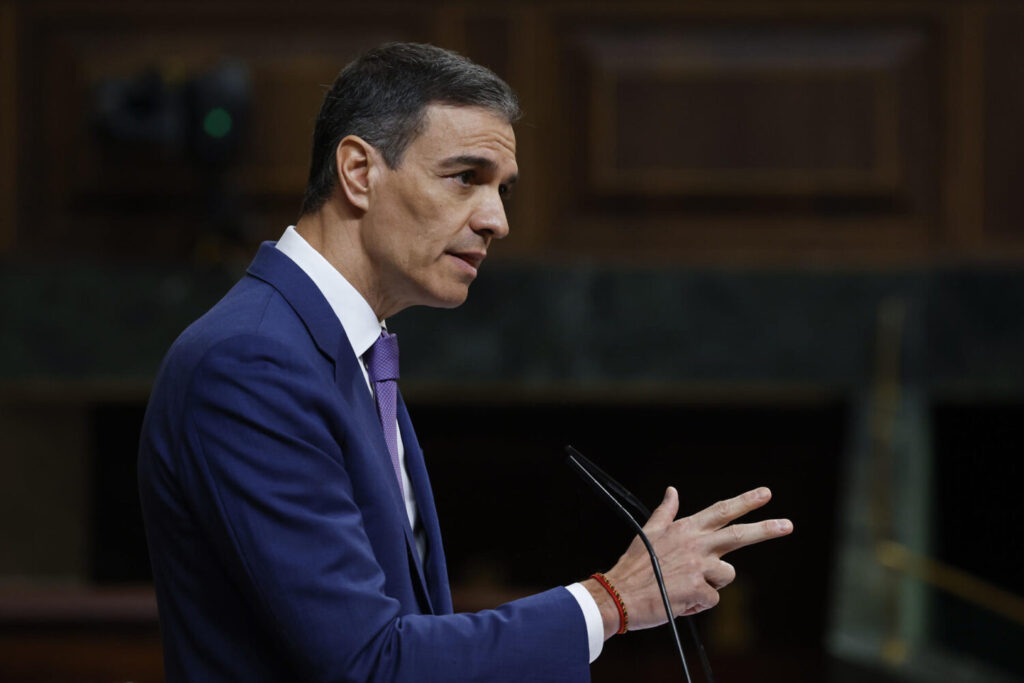 El presidente del Gobierno, Pedro Sánchez, en el Congreso. EFE