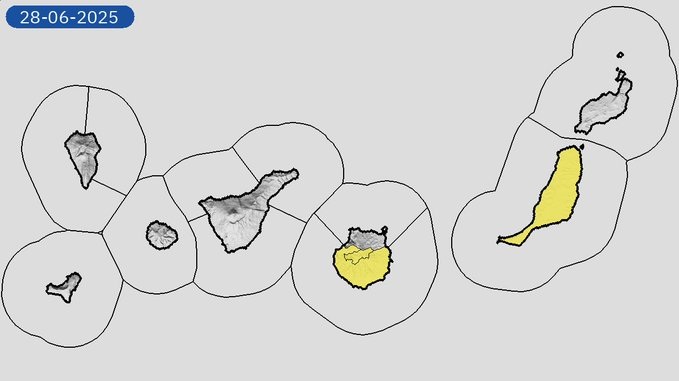 Masa de aire caliente y seco. Avisos activos para el próximo sábado por la Aemet. Imagen Aemet Canarias
