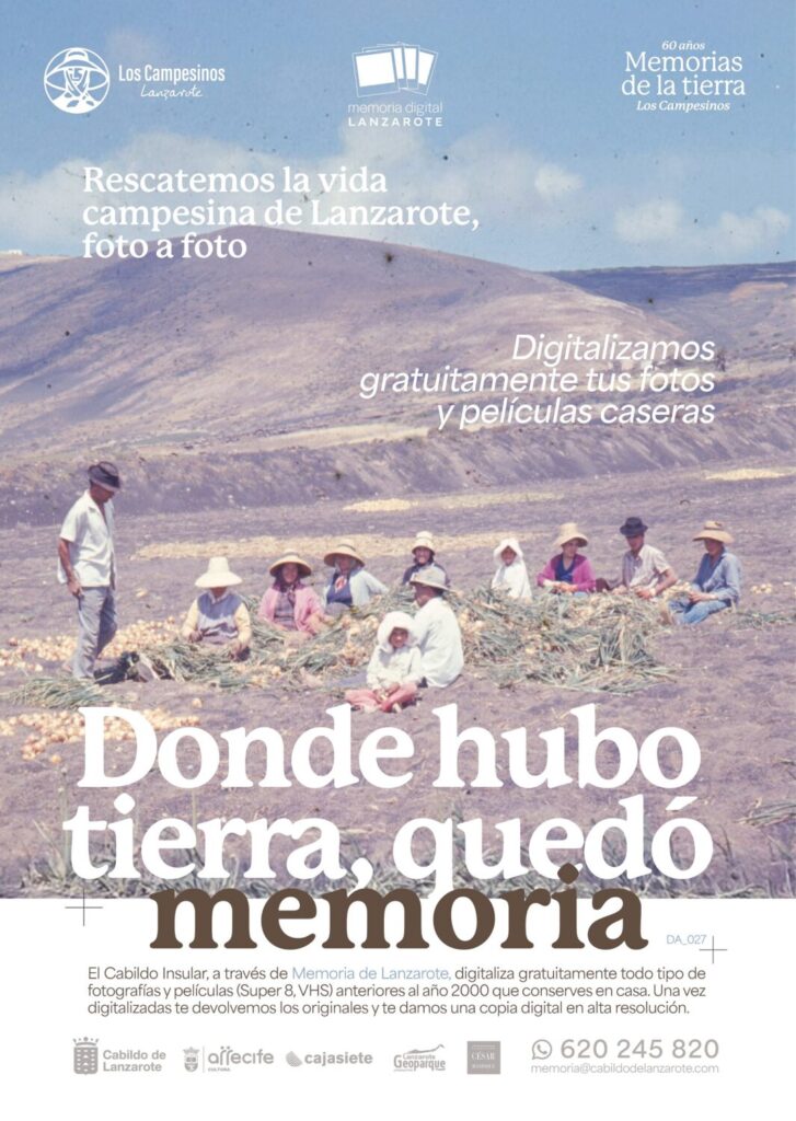 Cartel de la campaña para digitalizar imágenes privadas antiguas del campo de Lanzarote