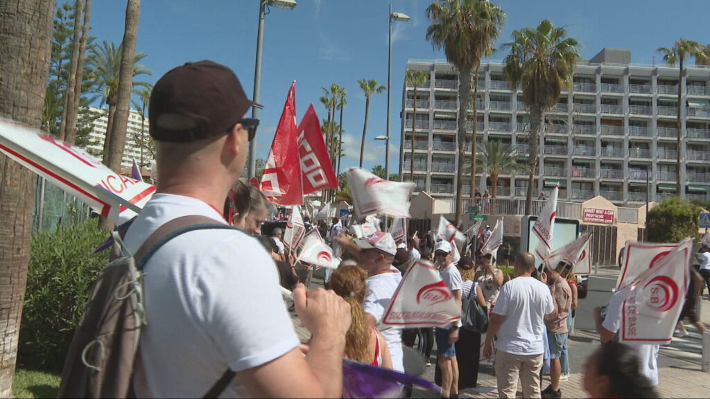Una de las protestas de los trabajadores del sector de la hostelería. Imagen RTVC