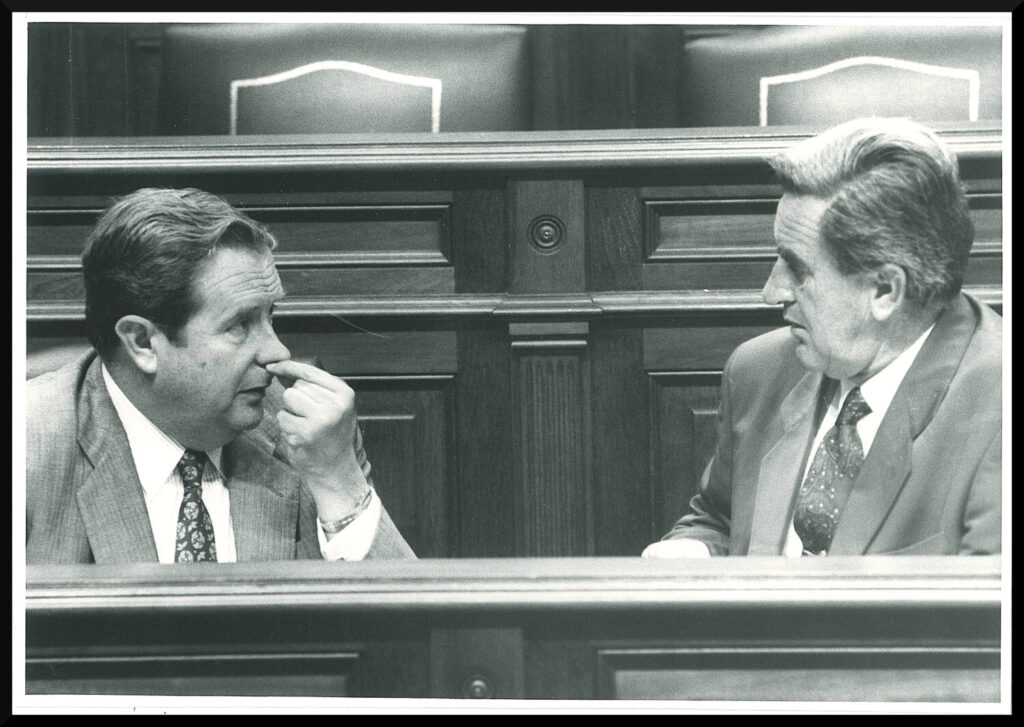 Imagen de Manuel Hermoso en su actividad en el Parlamento de Canarias