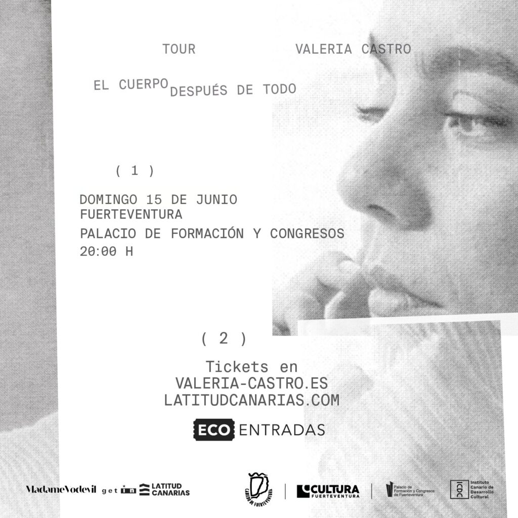 Conciertos en Canarias este fin de semana. Cartel Valeria Castro en Fuerteventura/ Cabildo de Fuerteventura.
