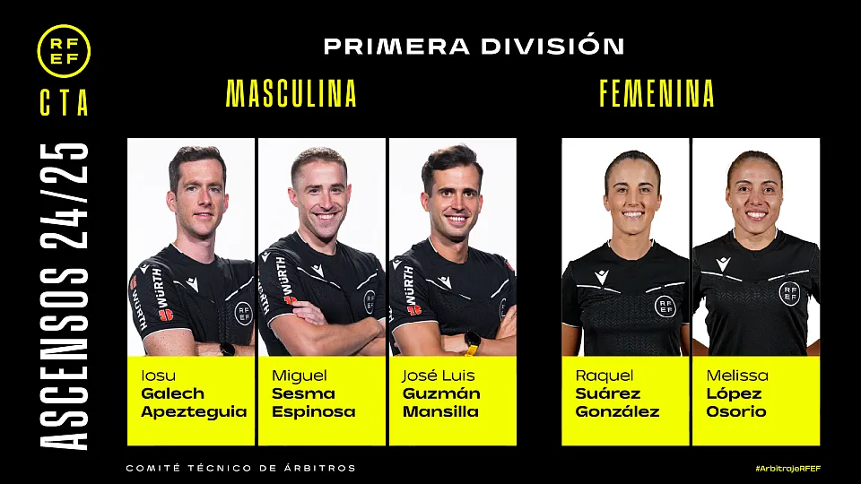 Árbitros que ascienden para pitar en la primera división en la temporada 25-26