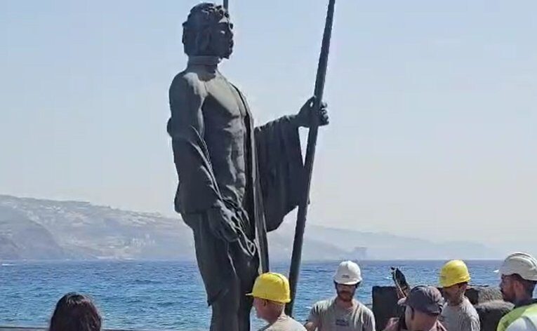 Retiran los menceyes de Candelaria por las obras en la plaza de la Basílica