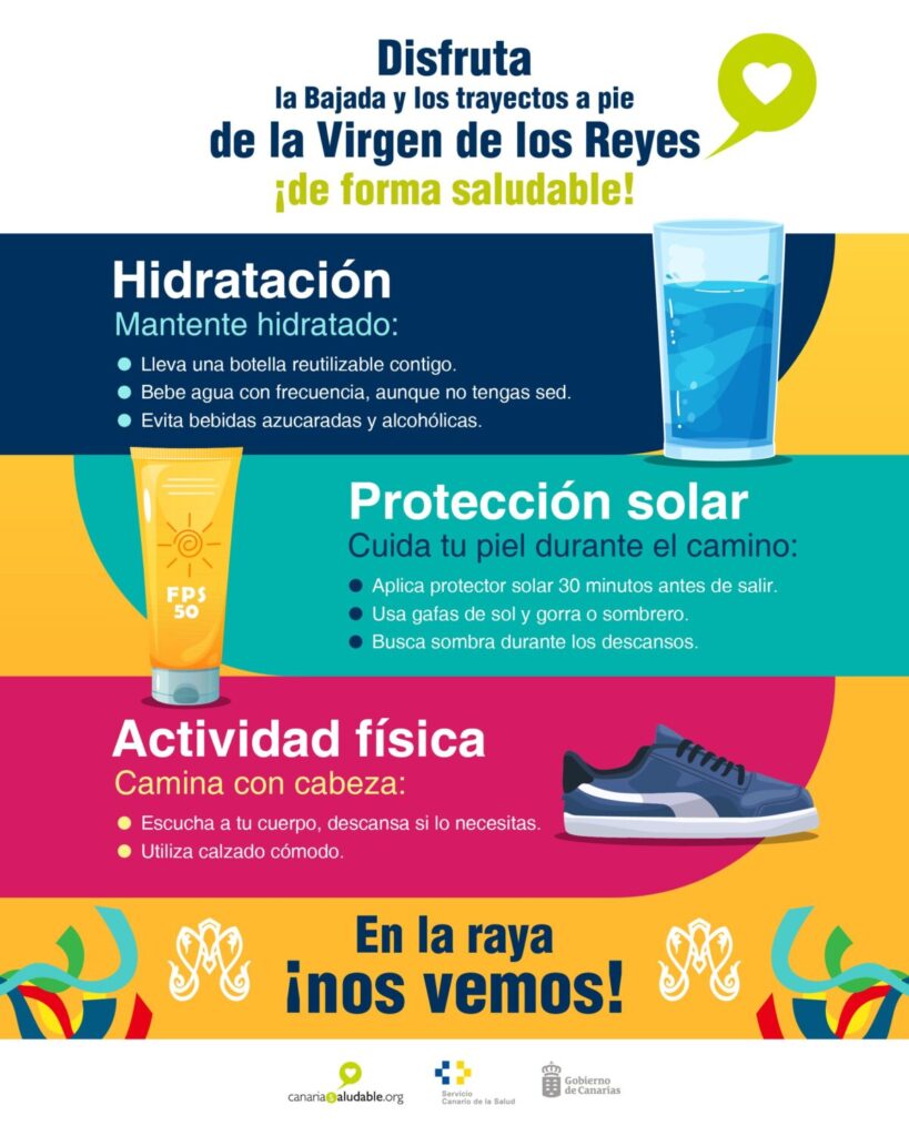 Recomendaciones Bajada de la Virgen de los Reyes. Imagen: Canarias Saludable