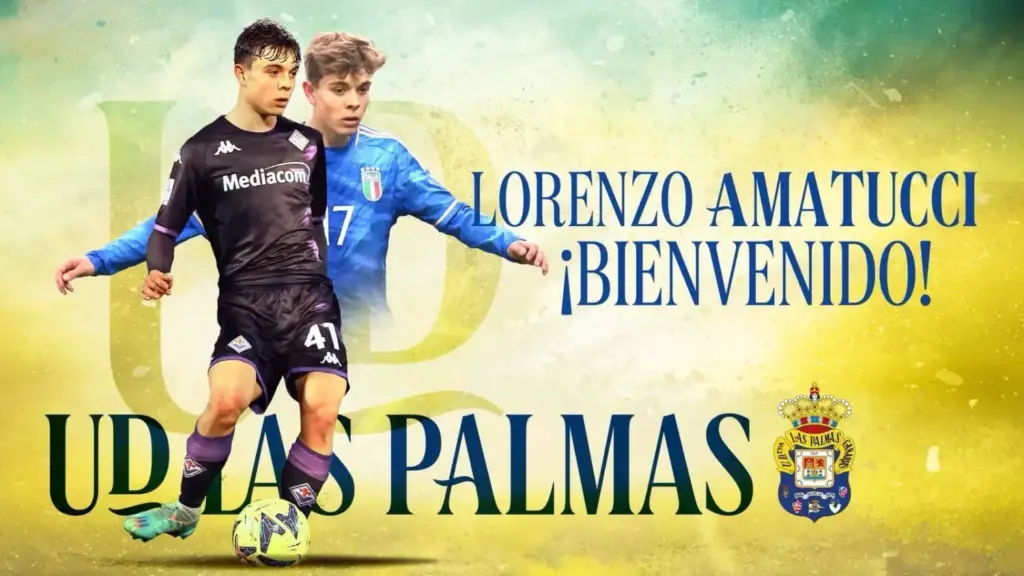 Cartel con el que la UD Las Palmas ha anunciado la incorporación de Lorenzo Amatucci