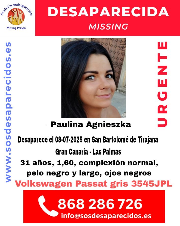 Paulina Agnieszka, una joven desaparecida en San Bartolomé de Tirajana