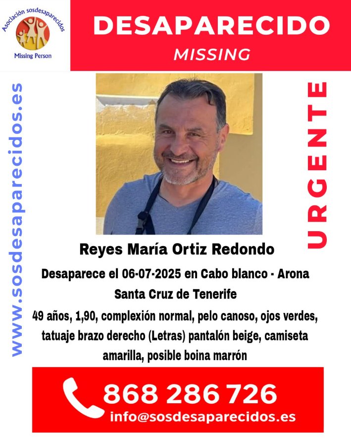 Reyes María Ortiz Redondo, desaparecido en Arona