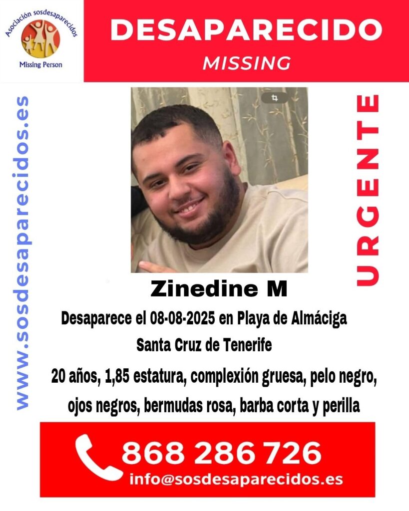 Buscan a Zinedine M, un joven de 20 años desaparecido el 8 de agosto en la playa de Almáciga, en Santa Cruz de Tenerife