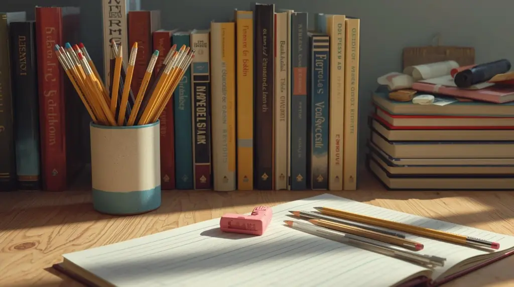 Mesa escolar con material y libros, que este año superan los 500 euros por alumno en Canarias