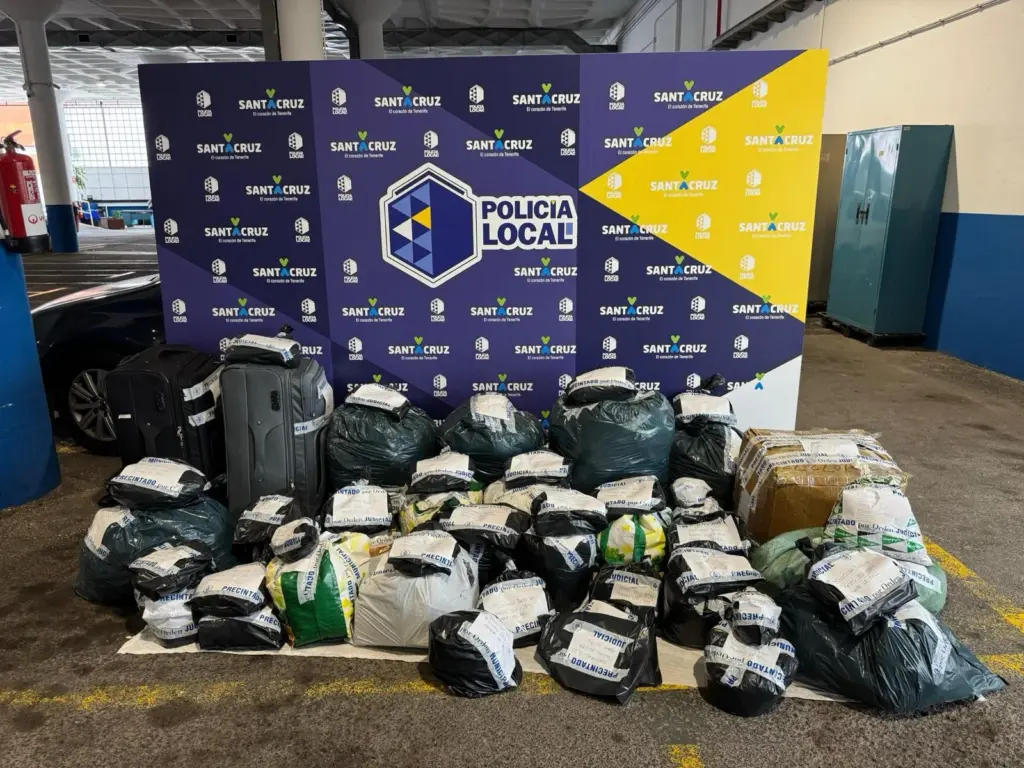 Prendas falsificadas intervenidas en el rastro de los domingos en Santa Cruz de Tenerife