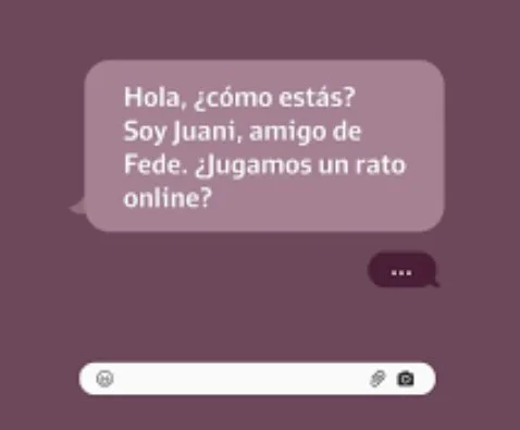 Simulación del chat de un adulto haciéndose pasar por menor para pedir imágenes sexuales. Fundación La Nación