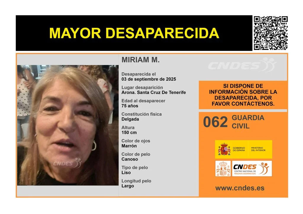 Miriam M desapareció en Arona el pasado 3 de septiembre
