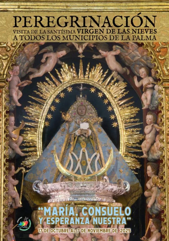 Cartel peregrinación de la Virgen de las Nieves por los 14 municipios de La Palma