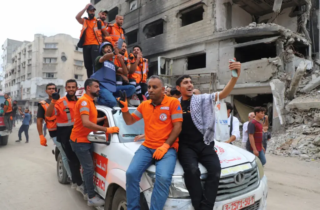Celebración en la Franja de Gaza del primer acuerdo entre Hamás e Israel