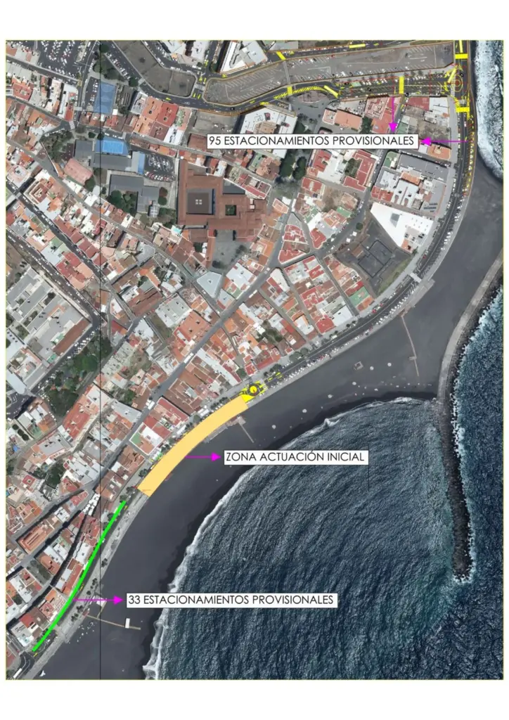 Estacionamiento y cortes de tráfico en Santa Cruz de La Palma por las obras en la Avenida Marítima (tercera fase)