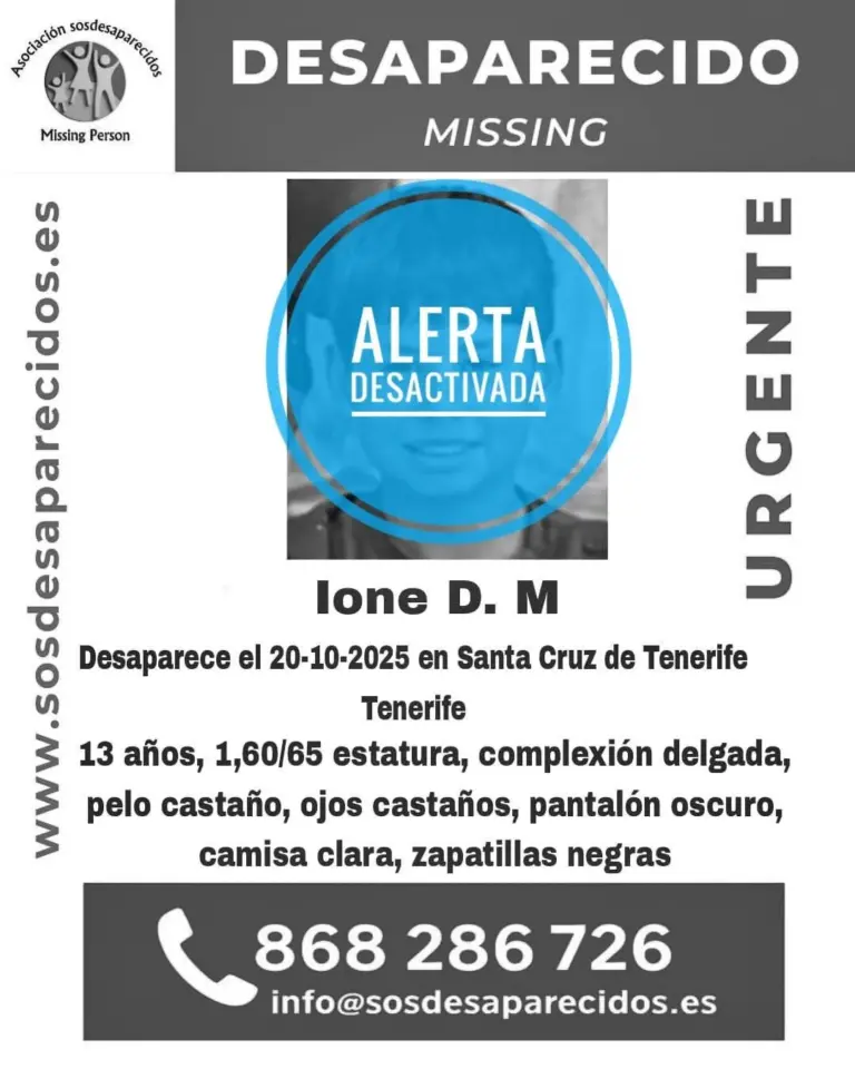Localizado Ione D. M, un menor de 13 años desaparecido en Tenerife el pasado lunes