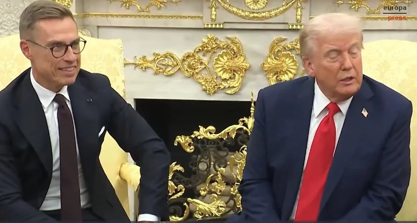 Donald Trump con el presidente de Finlandia, Alexander Stubb, en la Casa Blanca