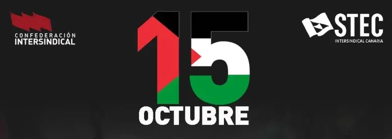 Cartel de la huelga general docente por Palestina convocada por STEC