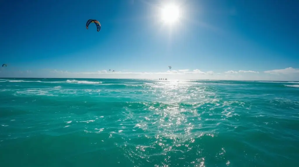 Personas practicando kitesurf