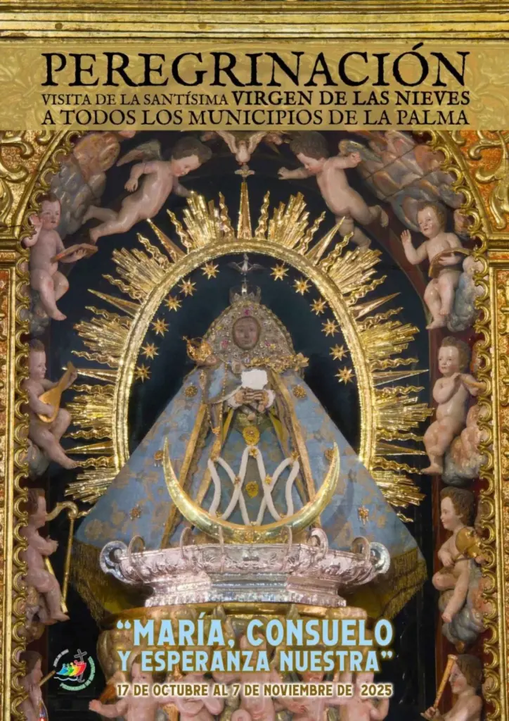 Cartel de la peregrinación de la Virgen de las Nieves por los 14 municipios de La Palma