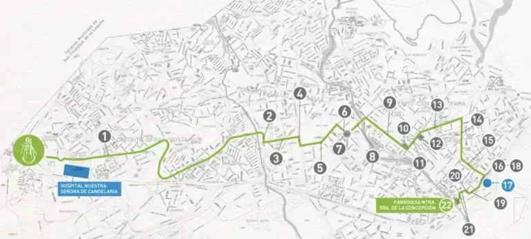 Calles por las que pasará la Virgen de Candelaria en Santa Cruz de Tenerife