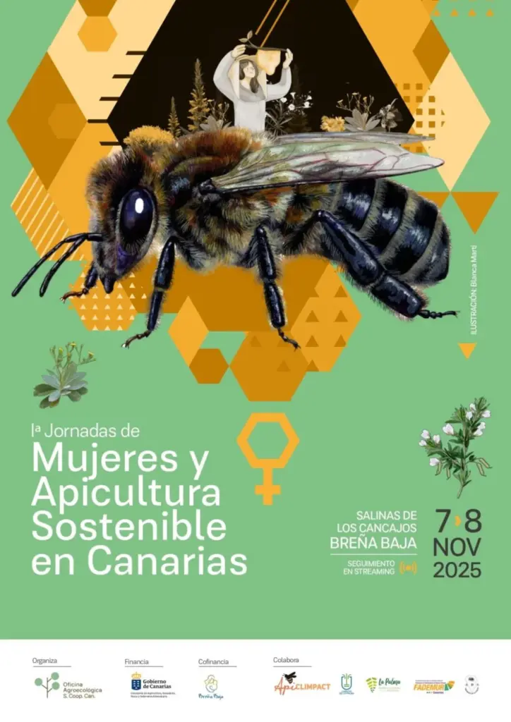 Cartel Iª Jornadas de Mujeres y Apicultura Sostenible en Canarias en La Palma