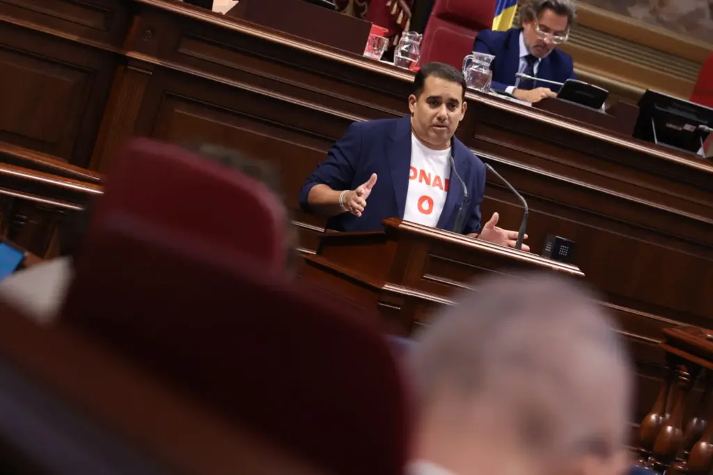 El diputado de Nueva Canarias-Bloque Canarista (NC-BC), Yoné Caraballo, este miércoles en el Parlamento