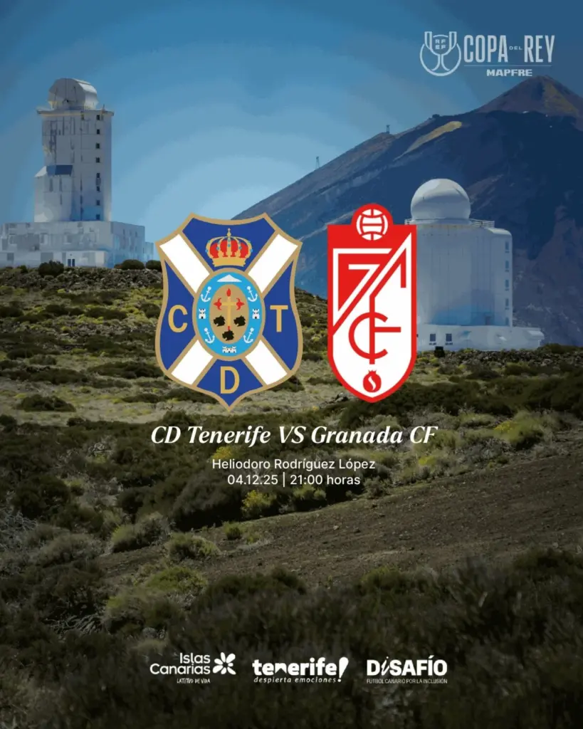 Cartel del partido del CD Tenerife vs Granada CF 4 de diciembre 2025