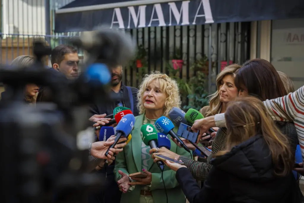 La presidenta de la asociación de mujeres con cáncer de mama, Amama, Ángela Claverol, en declaraciones a los periodistas. EFE/ Julio Muñoz