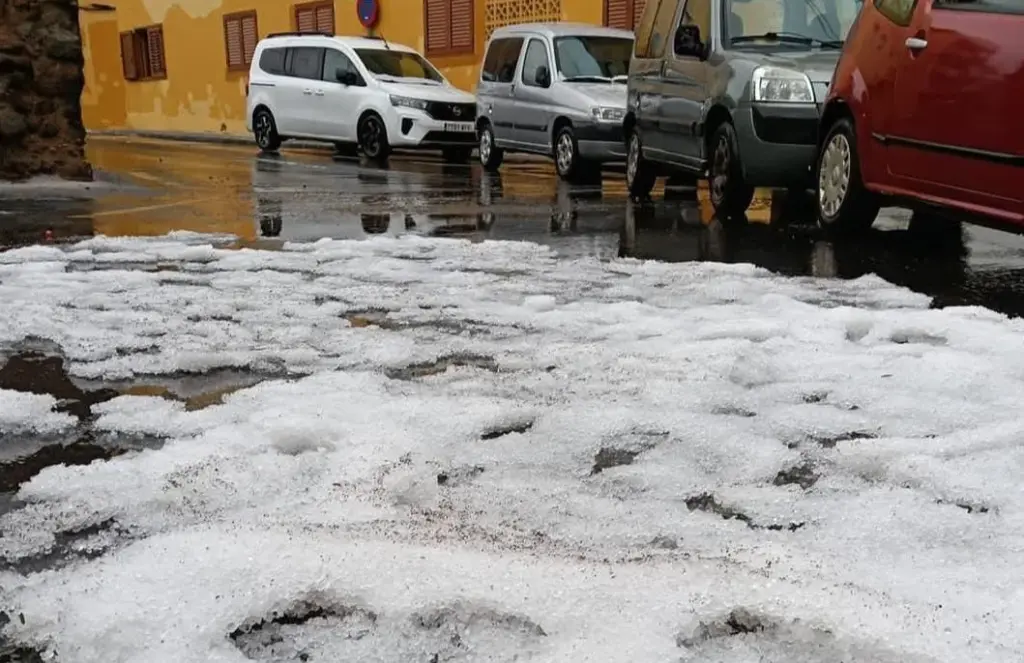 Granizo en Gáldar, en el norte de Gran Canaria. Imagen cedida