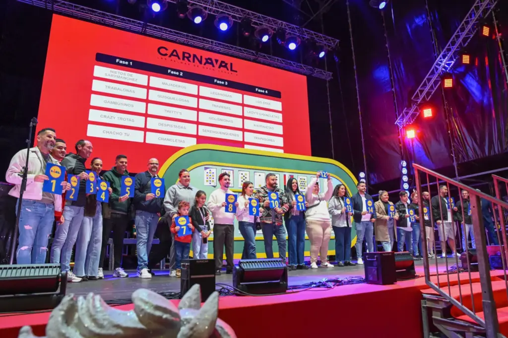 Los grupos ya conocen el orden de participación en el Carnaval de Las Palmas de Gran Canaria En la imagen, el orden de participación de las murgas adultas. Fotografía: Ayuntamiento de Las Palmas de Gran Canaria