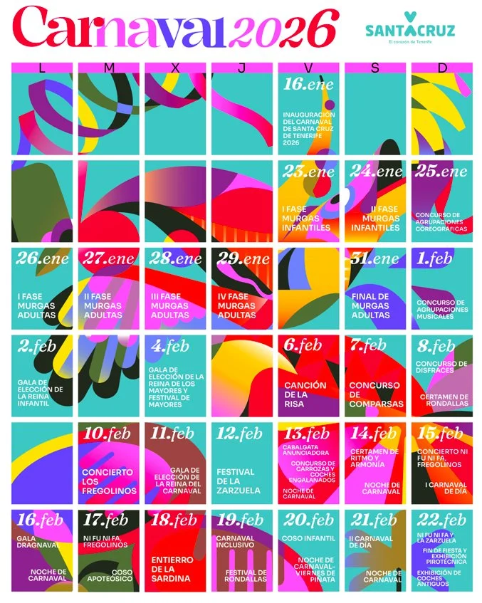 Calendario de fechas del carnaval de Santa Cruz de Tenerife 2026