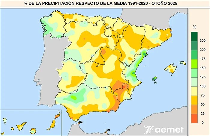 Precipitaciones en otoño 2025. Aemet