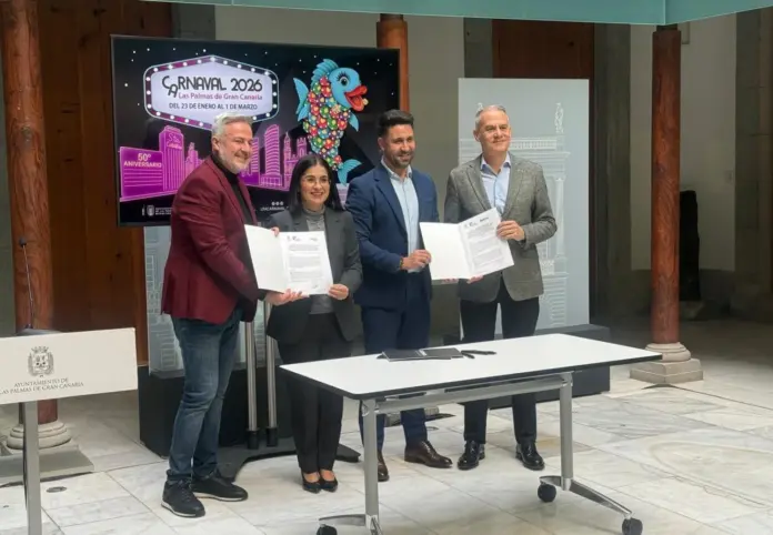 Firma del acuerdo de colaboración para la difusión de los actos del Carnaval de Las Palmas de Gran Canaria 2026