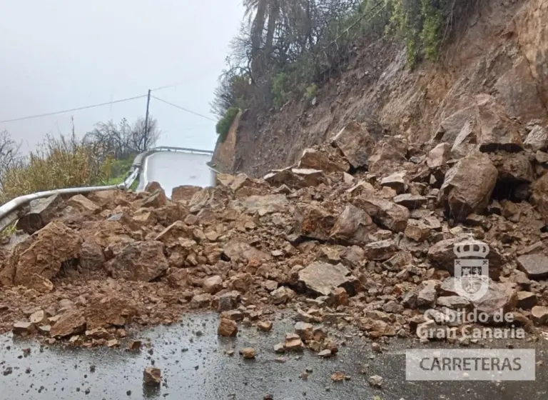 Continúa inoperativa una de las carreteras cerradas en Gran Canaria por desprendimientos