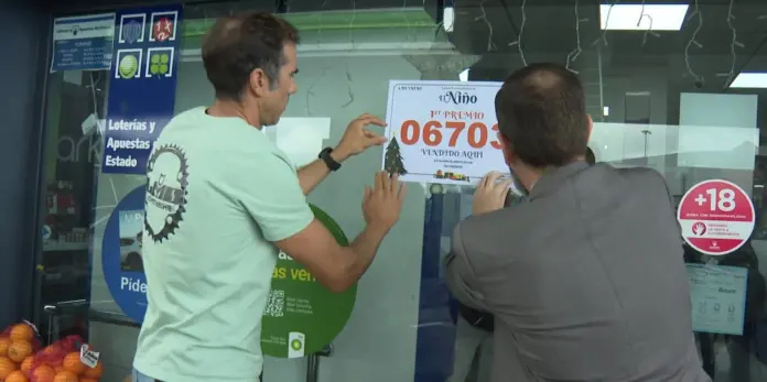 Administración en Tacoronte, Tenerife, que vendió el primer premio de la Lotería de El Niño. Imagen RTVC