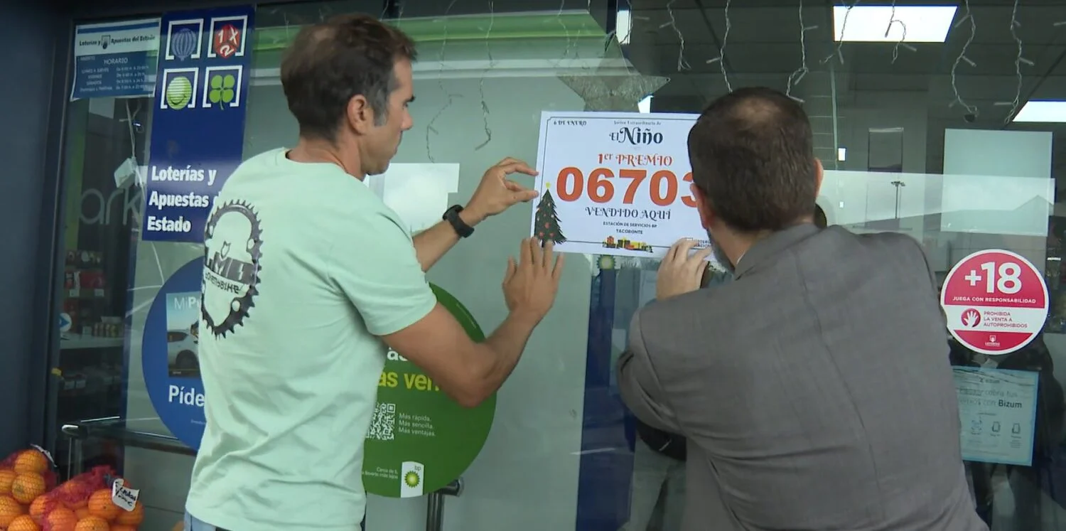 Administración en Tacoronte, Tenerife, que vendió el primer premio de la Lotería de El Niño. Imagen RTVC