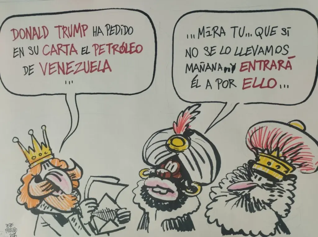 Farruqo. Viñeta Venezuela-EEUU-Reyes Magos. 5 energo 2026