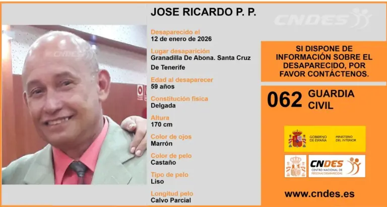 Buscan a José Ricardo, desaparecido en Granadilla, Tenerife