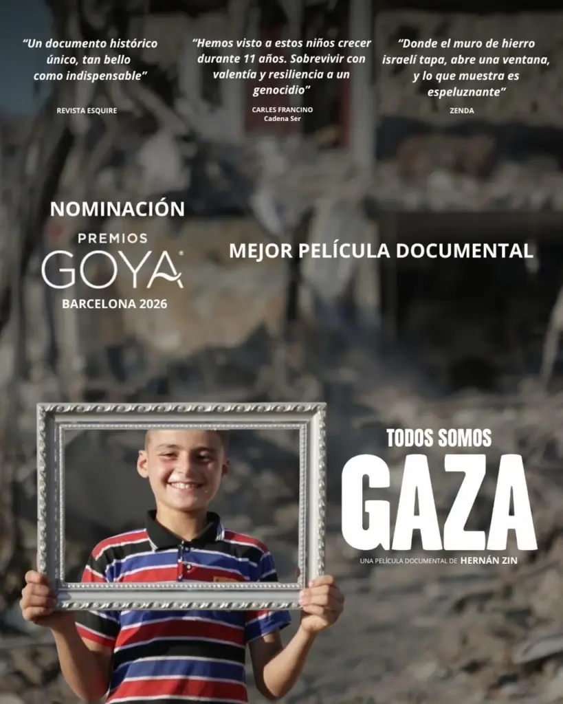 Cartel del documental 'Todos somos Gaza' de la productora Videoreport Canarias nominado a los Premios Goya 