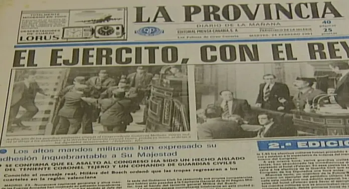 Imágenes en la prensa canaria del intento de golpe de Estado. Imagen RTVC